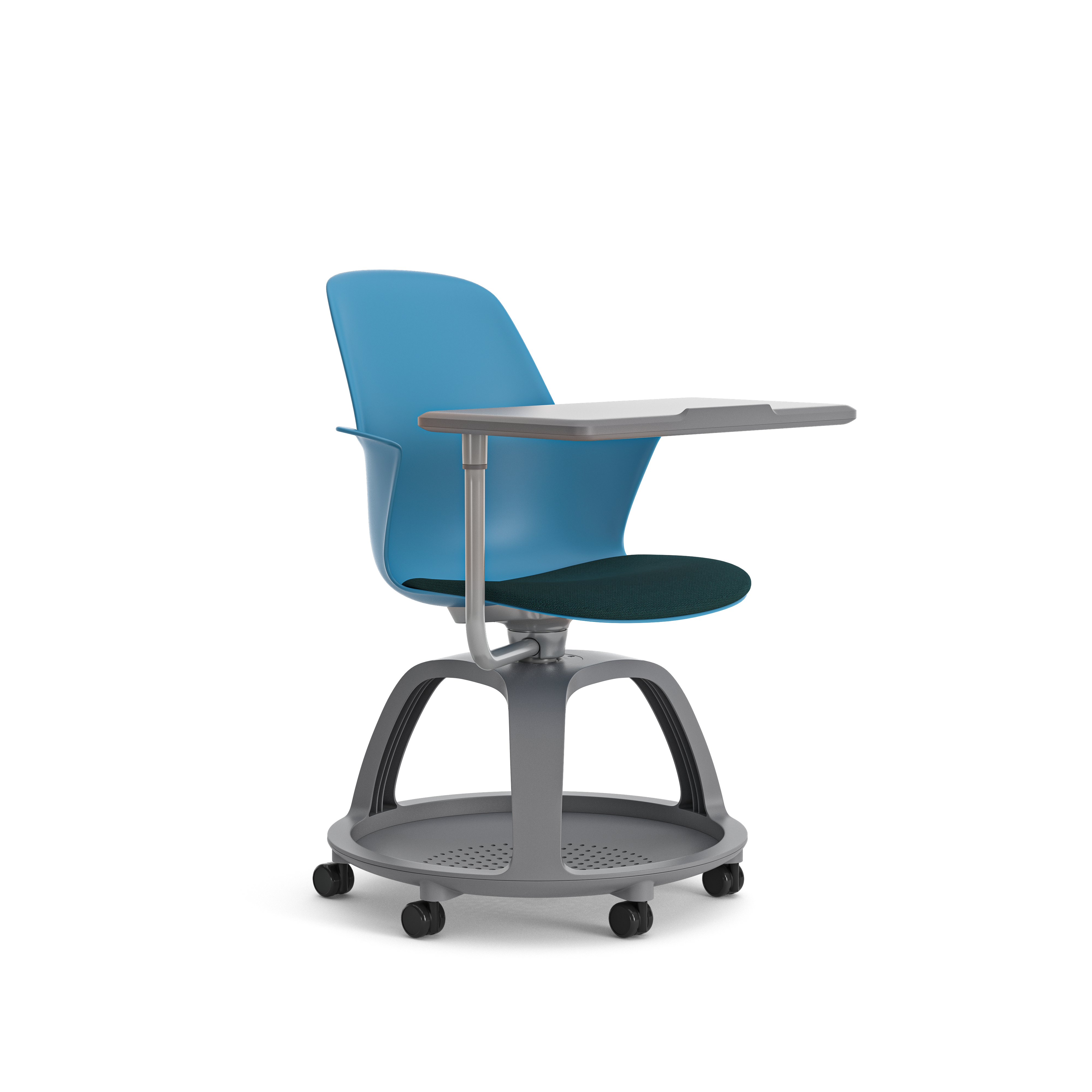 Fauteuil mobile Node - polypropylène - placet d'assise tissu - avec tablette de travail