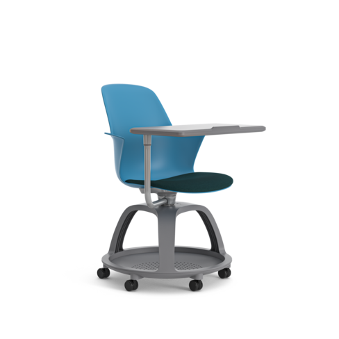 Fauteuil mobile Node - polypropylène - placet d'assise tissu - avec tablette de travail