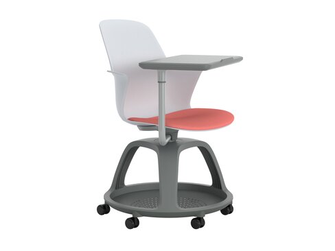 Fauteuil mobile Node - polypropylène - placet d'assise textile enduit - avec tablette de travail