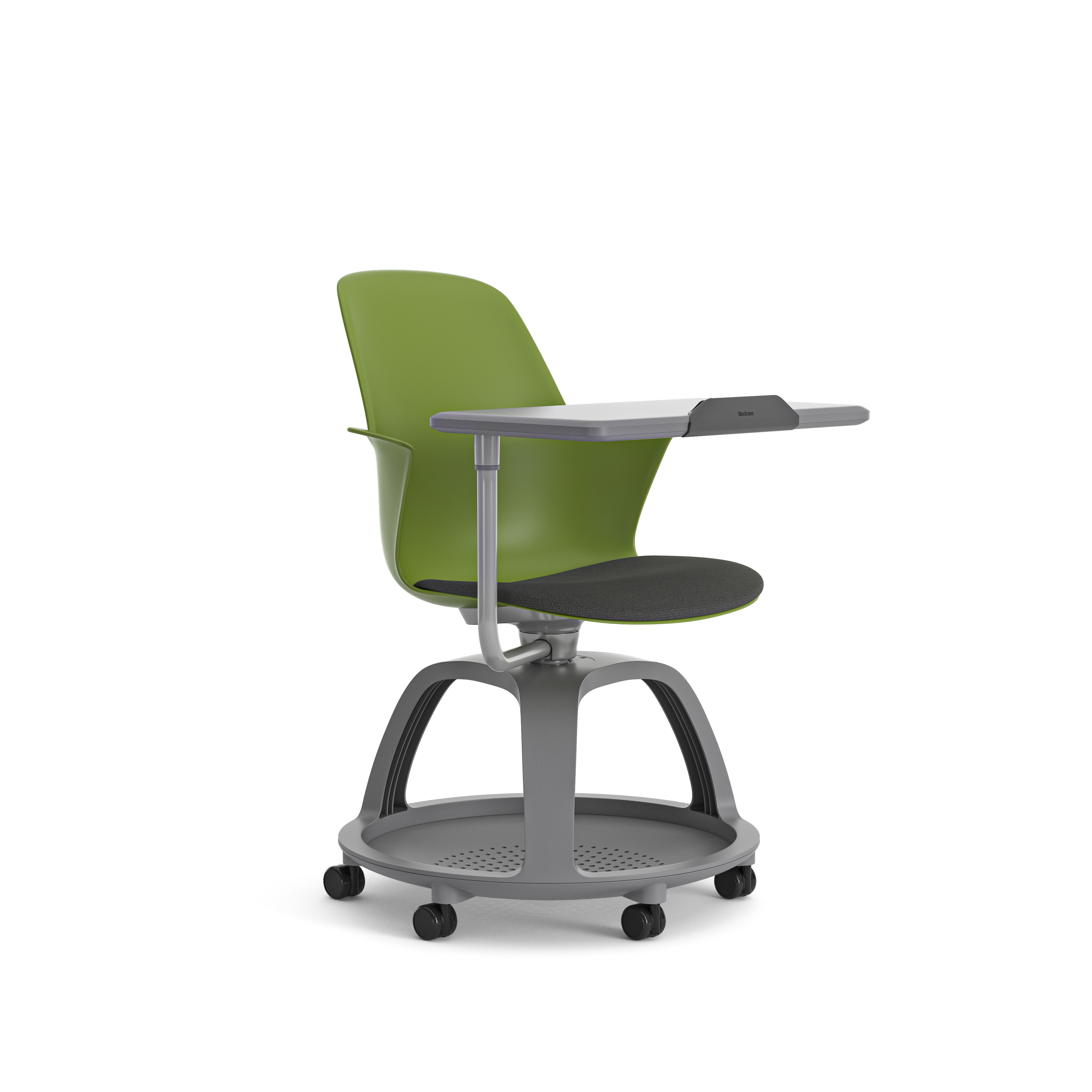 Fauteuil mobile Node - polypropylène - placet d'assise tissu - tablette de travail et support tablette tactile