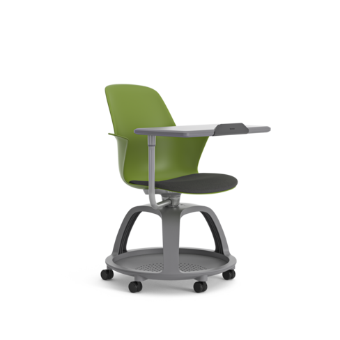 Fauteuil mobile Node - polypropylène - placet d'assise tissu - tablette de travail et support tablette tactile