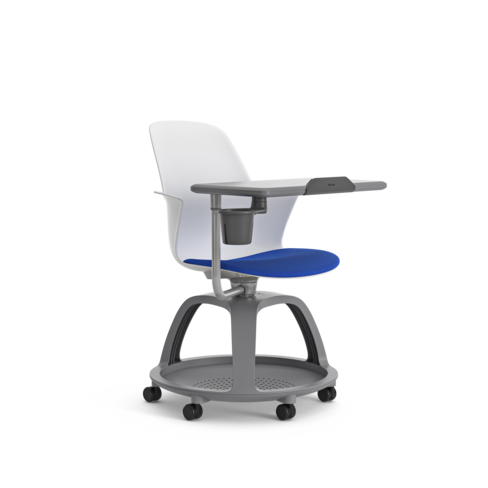 Fauteuil mobile Node - polypropylène - placet d'assise tissu - avec tablette de travail - support tablette tactile