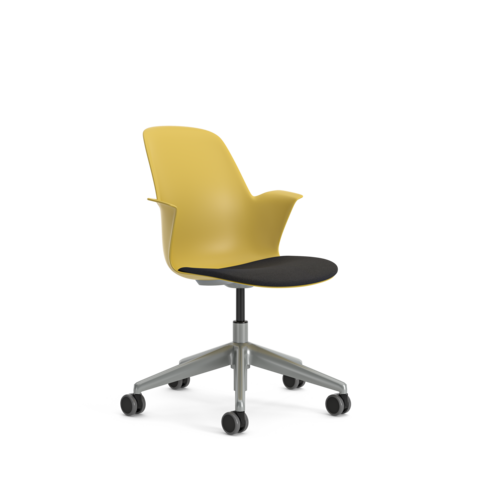 Fauteuil Node - polypropylène - placet d'assise tissu - sur piétement 5 banches avec roulettes