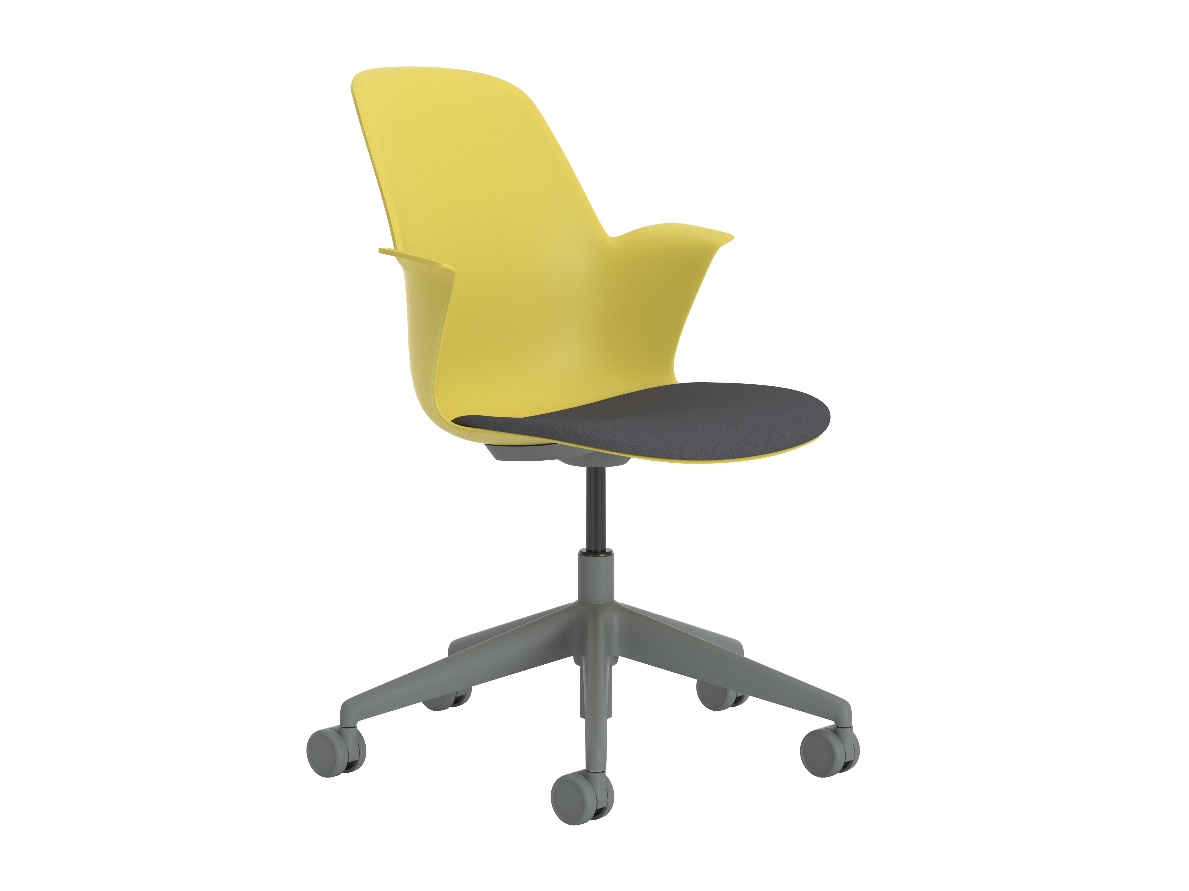 Fauteuil Node - polypropylène - placet d'assise textile enduit - sur piétement 5 banches avec roulettes