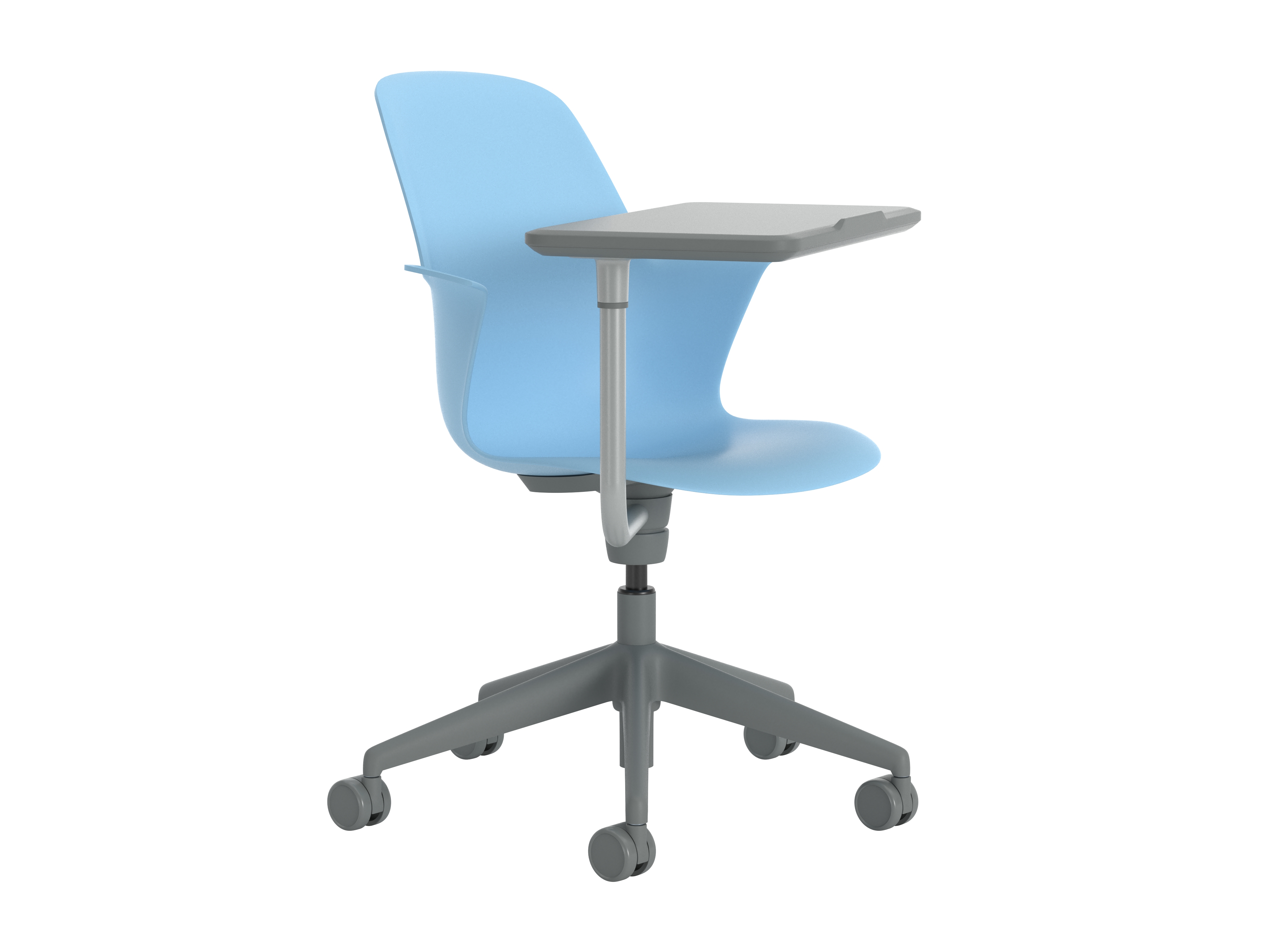 Fauteuil Node - polypropylène - piétement 5 branches avec roulettes - tablette de travail