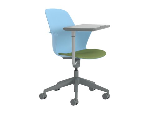 Fauteuil Node - polypropylène - assise textile enduit piétement 5 branches avec roulettes - tablette de travail