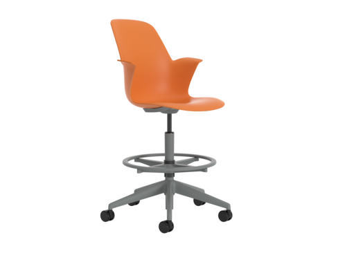 Fauteuil haut Node - polypropylène - sur piétement 5 branches avec roulettes