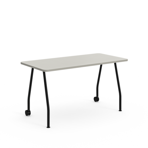 Table rectangulaire Verb - 140 x 70 cm - piétement 4 pieds dont 2 sur roulettes