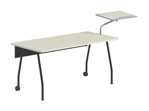 Table rectangulaire Verb - 160 x 80 cm - piétement 4 pieds dont 2 sur roulettes - pupitre droite