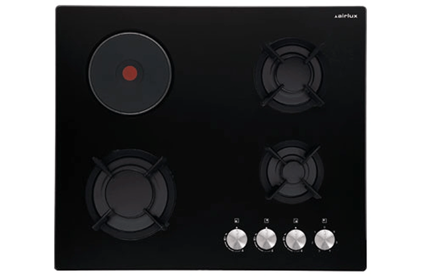 Table de cuisson encastrable 3 feux gaz + 1 feu électrique Airlux AV647HBK