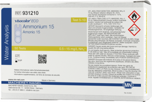 Kit de test colorimétrique VISOCOLOR ECO Ammonium 15, recharge