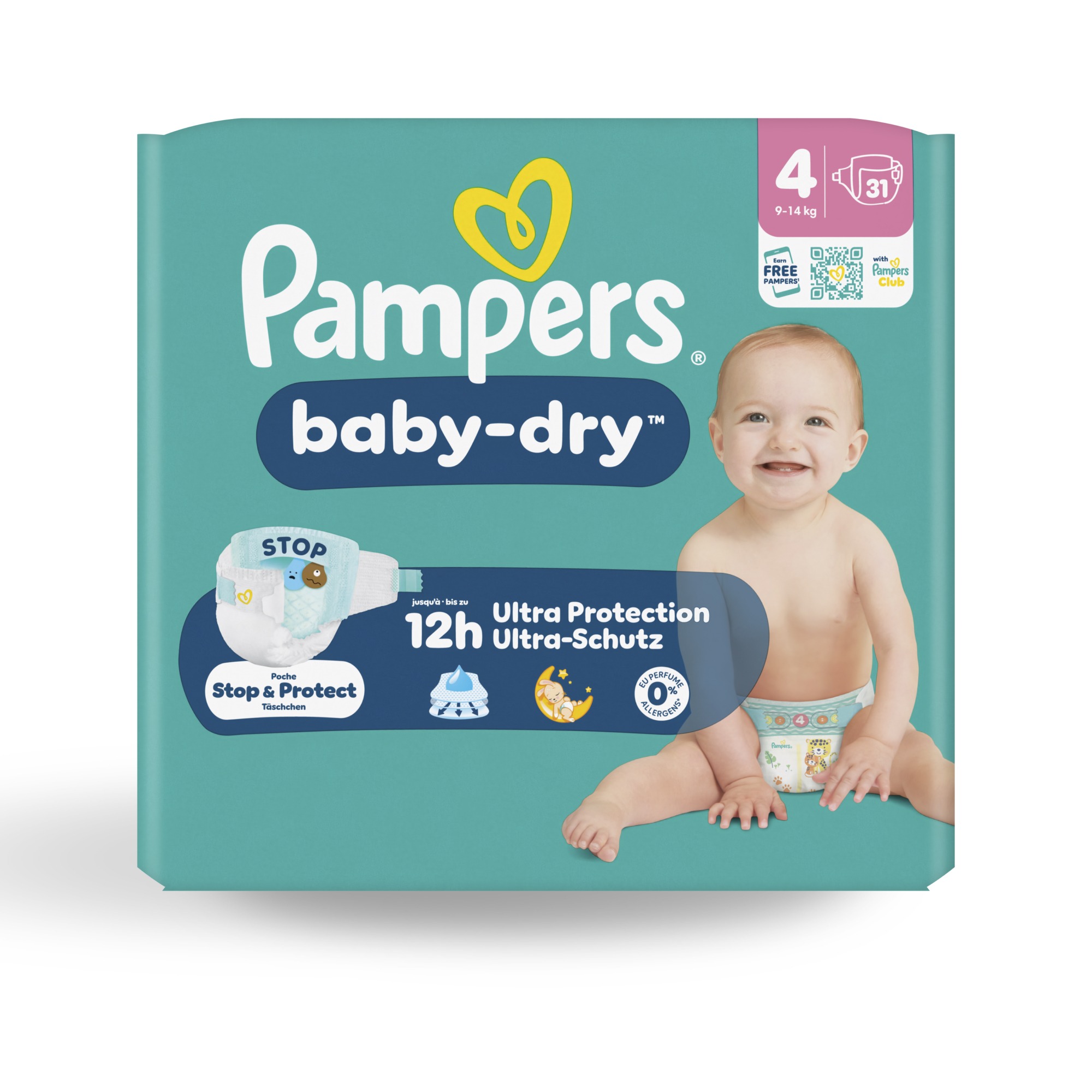Couche Pampers Baby Dry T4 9/14kg - 1 palette de 6076 unités