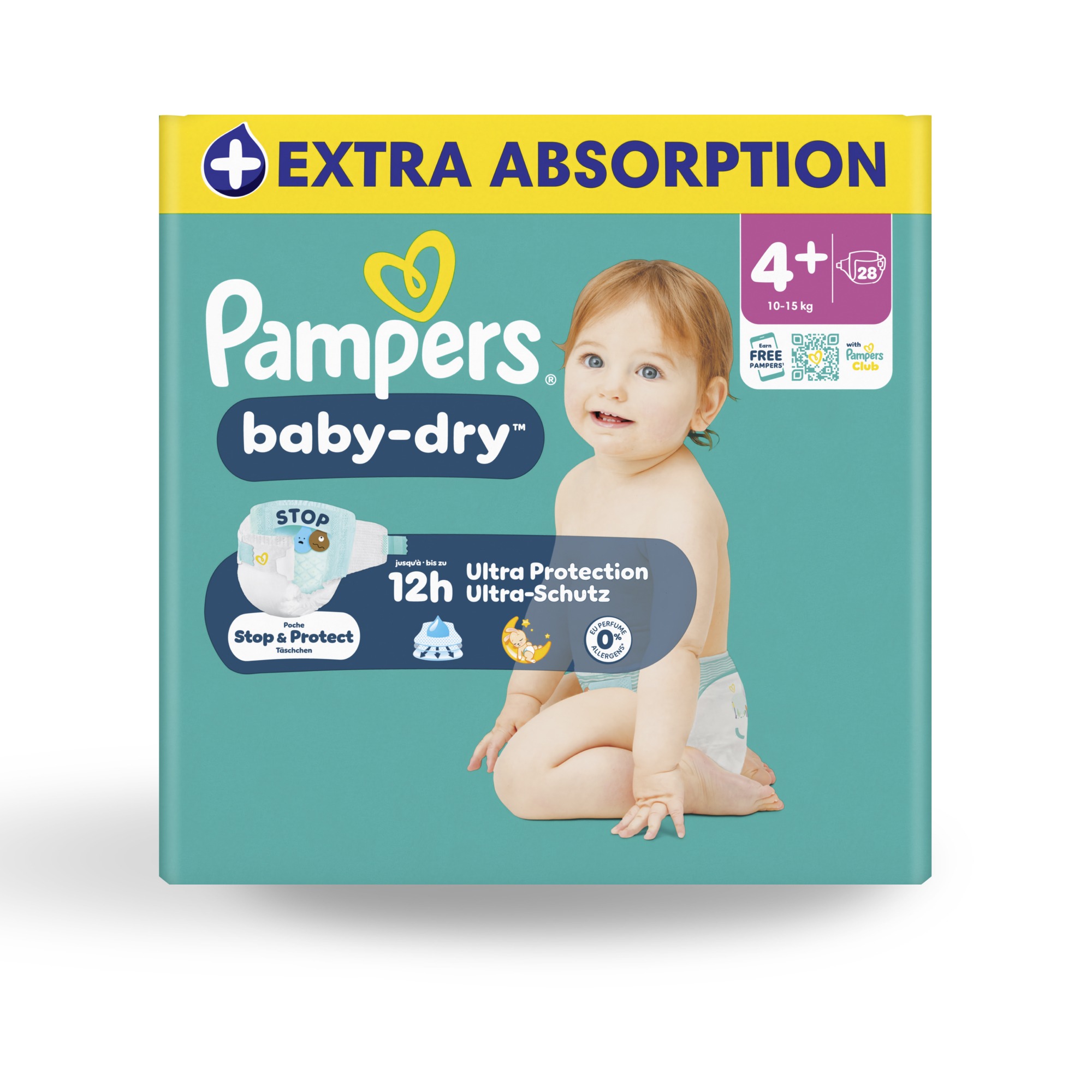 Couche Pampers Baby Dry Maxi+ T4+ 10/15kg - 1 palette de 4704 unités