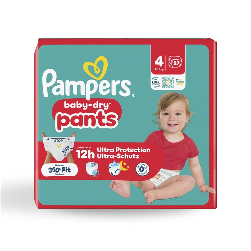 Couche Pampers Baby Dry pants maxi T4 9/15kg - 1 palette de 5292 unités