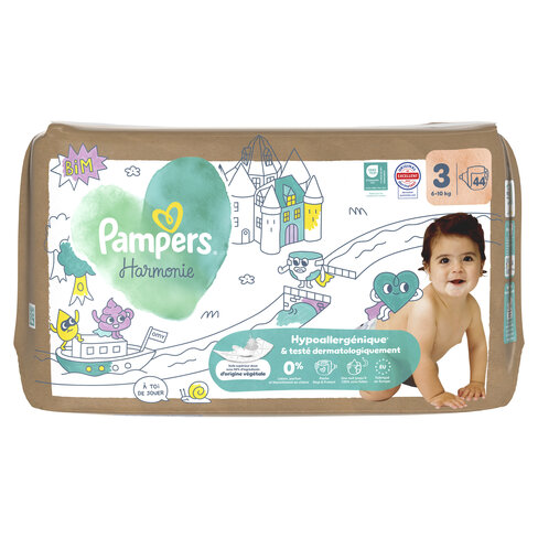 Couche Pampers harmonie T3 6/10kg - 1 carton de 88 unités