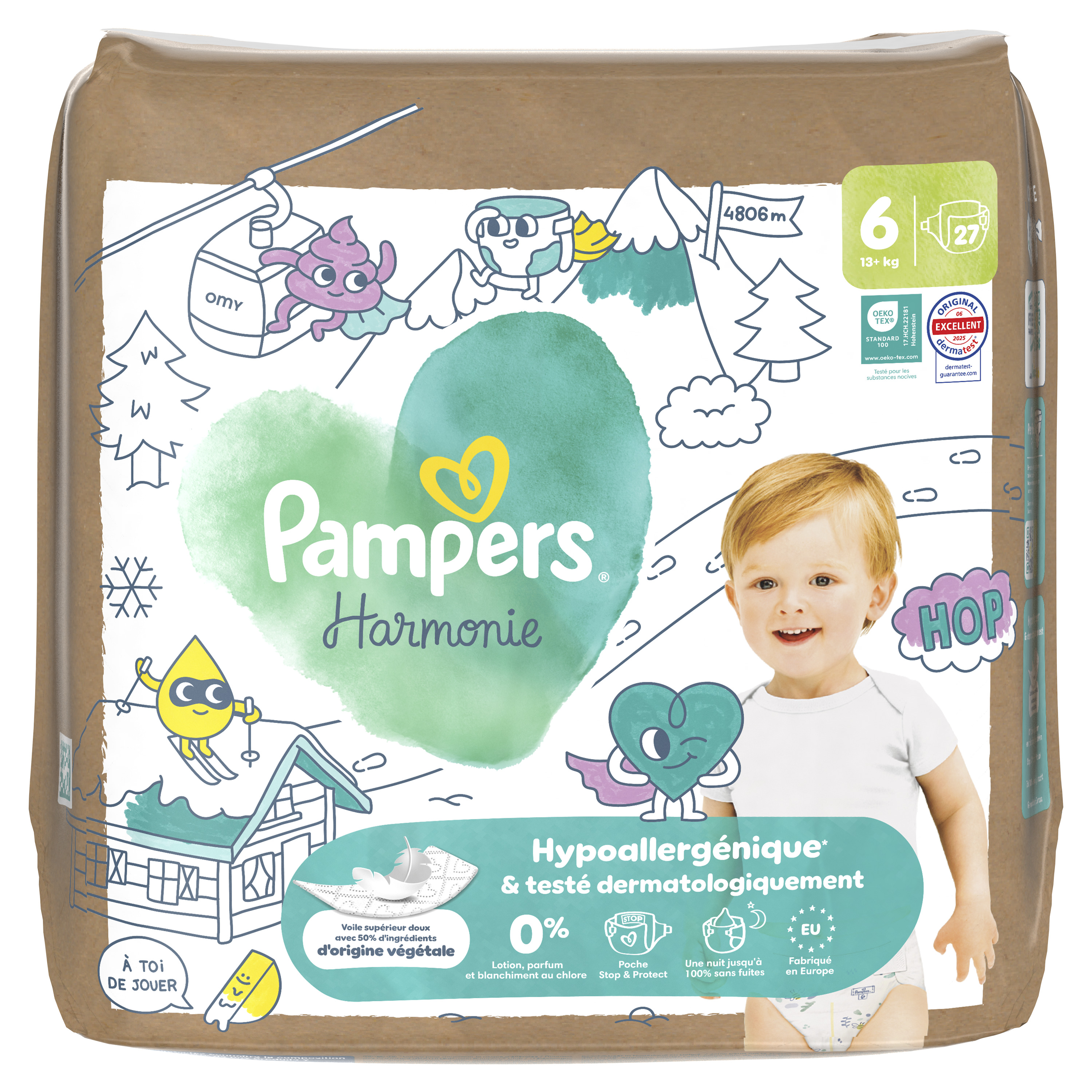 Couche Pampers harmonie T6 +13kg - 1 carton de 81 unités