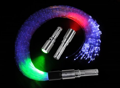 Fibre optique avec source lumineuse portable (à pile) - 100 brins - gaine supersafe, l. 100 cm