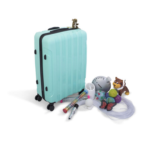 Valise - pour enfant - contient pack snoezelen - 65 x 40 x 25 cm, pèse 3,9 kg - noir - sur roulette