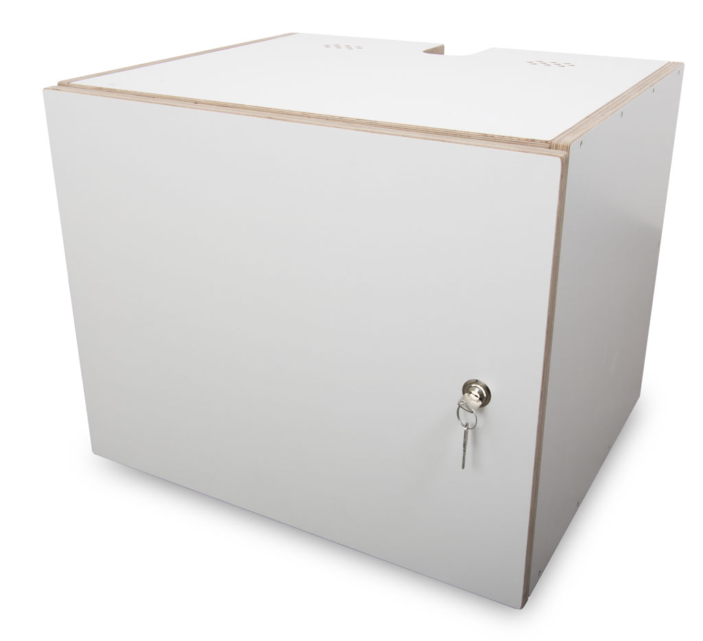 Armoire à musique petit prix - fabriquée en bois de bouleau et revêtue de mélaminé blanc