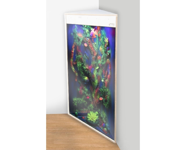 Aquarium d'angle UV - 125 x 85 x 42 cm - bord blanc