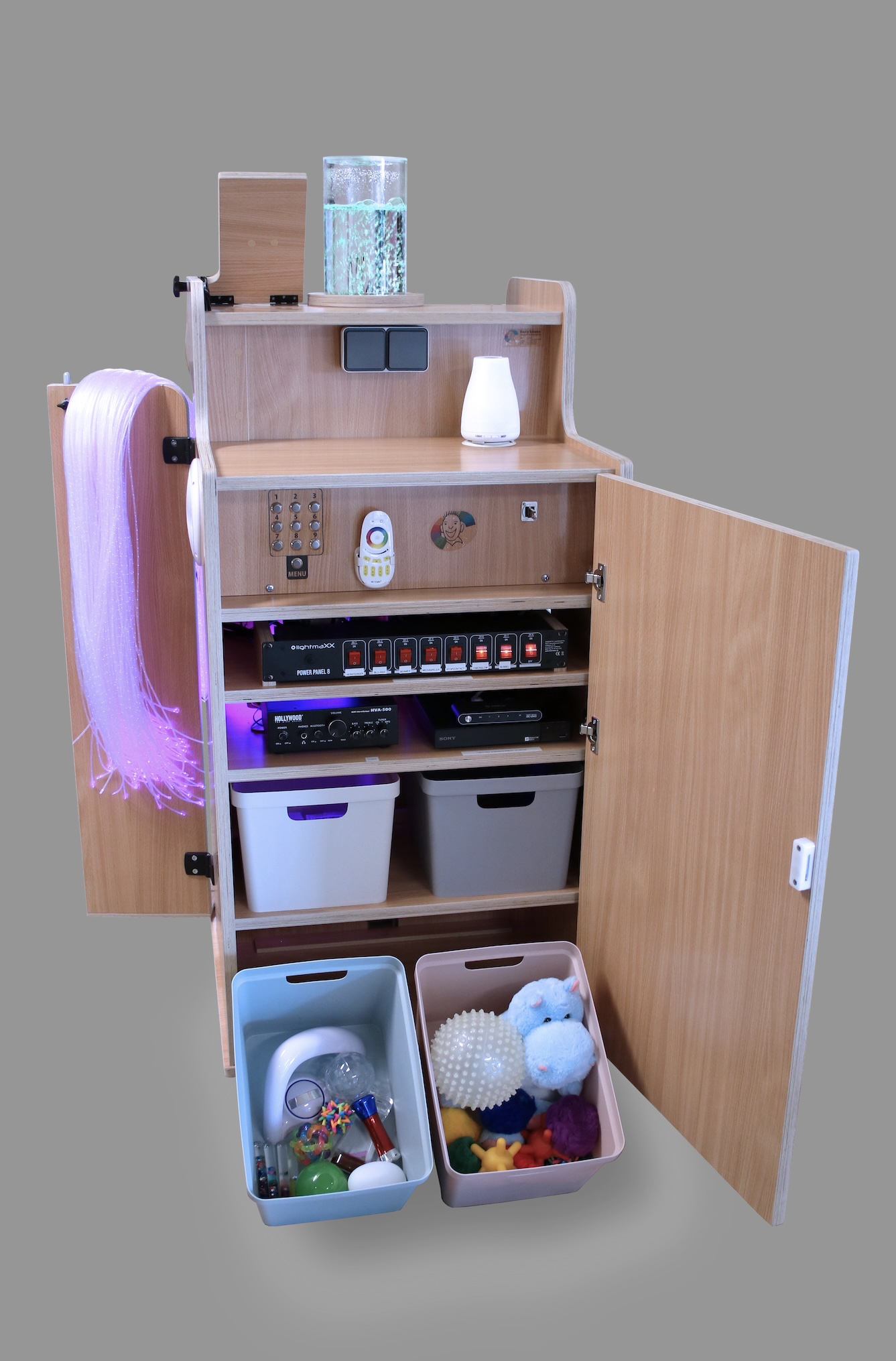 Fiber Glow fibres optiques, 200 brins x 200 cm, plus source Petite boîte des Sens :-l'Ouïe, l'odorat, le toucher