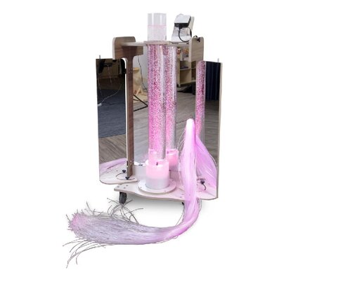 Chariot Snoezelen Sophie blanc/noisette + pack Miroirs + projecteur - 66 x 78 x 140 cm -