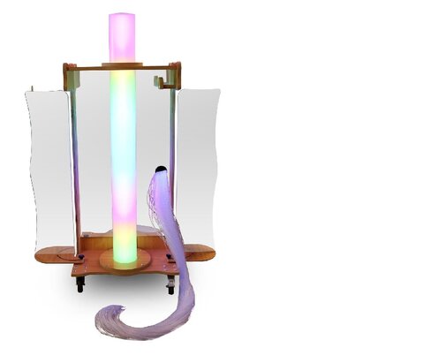 Chariot snoezelen Eline - contient : tube couleur LED + miroirs, ... - en hêtre - 66 x 78 x 140 cm - avec pack Eline