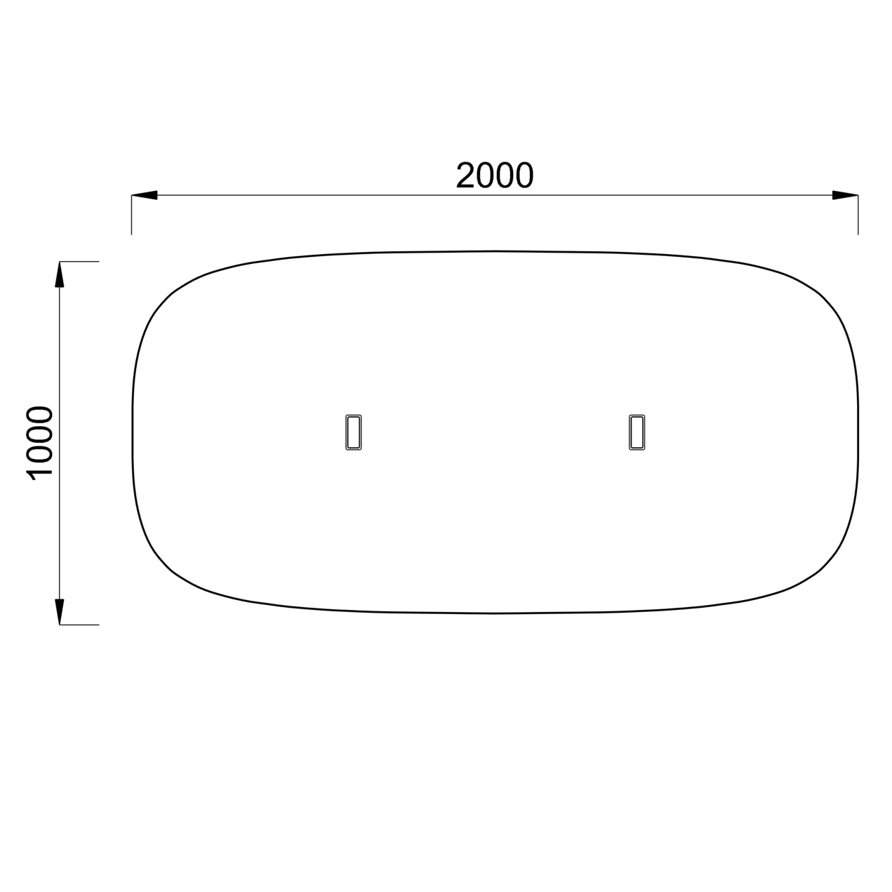 Table de réunion rectangulaire 6 places Possilio - pieds T - l. 200 x h. 65-125 x pr. 100 cm -