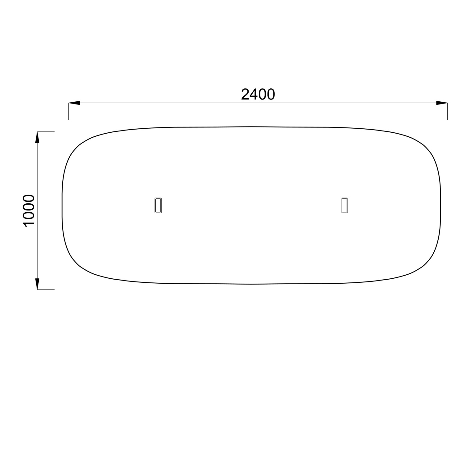 Table de réunion rectangulaire 6/8 places Possilio - pieds T - l. 240 x h. 65-125 x pr. 100 cm -