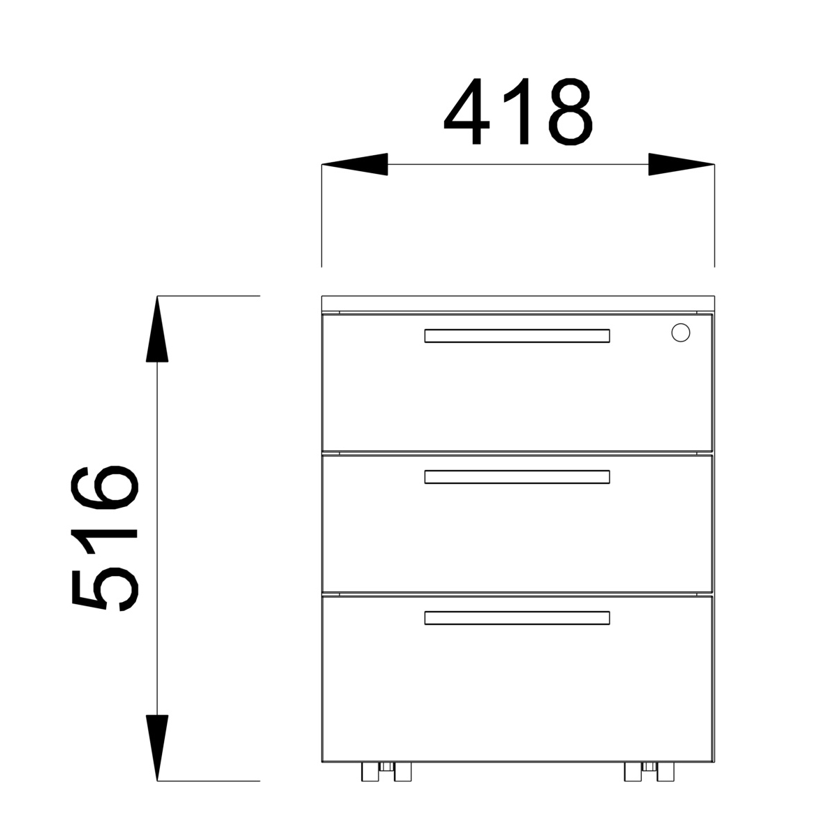 Caisson mobile mélaminé Possilio - 3 tiroirs plats