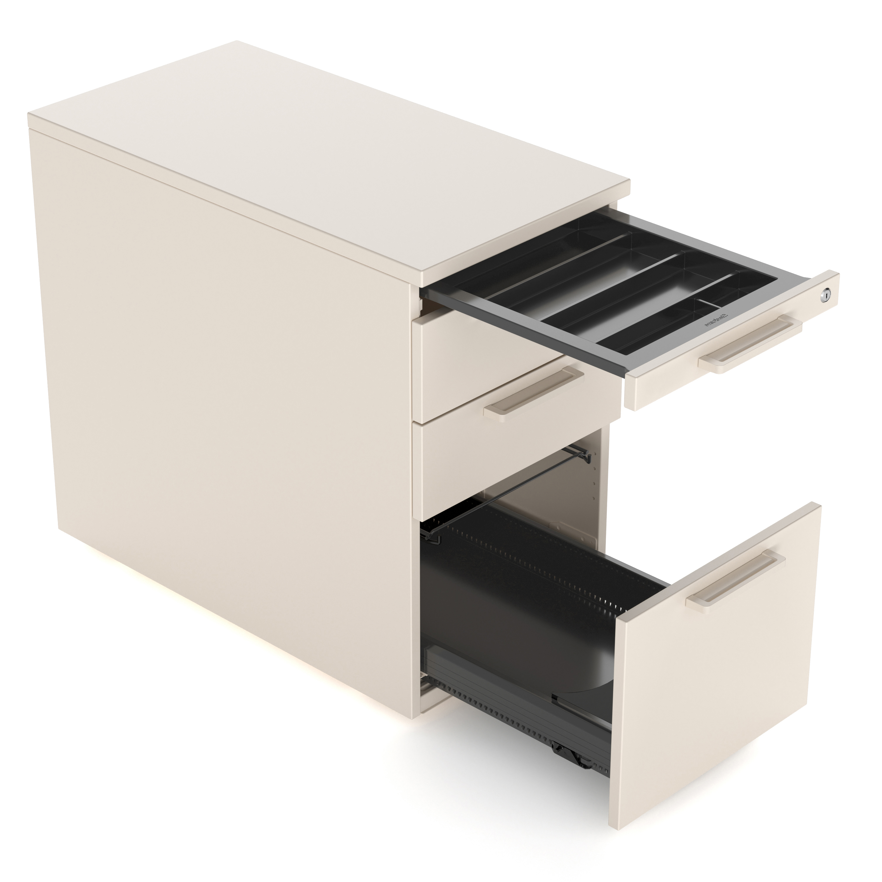 Caisson hauteur bureau mélaminé Possilio - 2 tiroirs plats + 1 tiroir dossiers suspendus