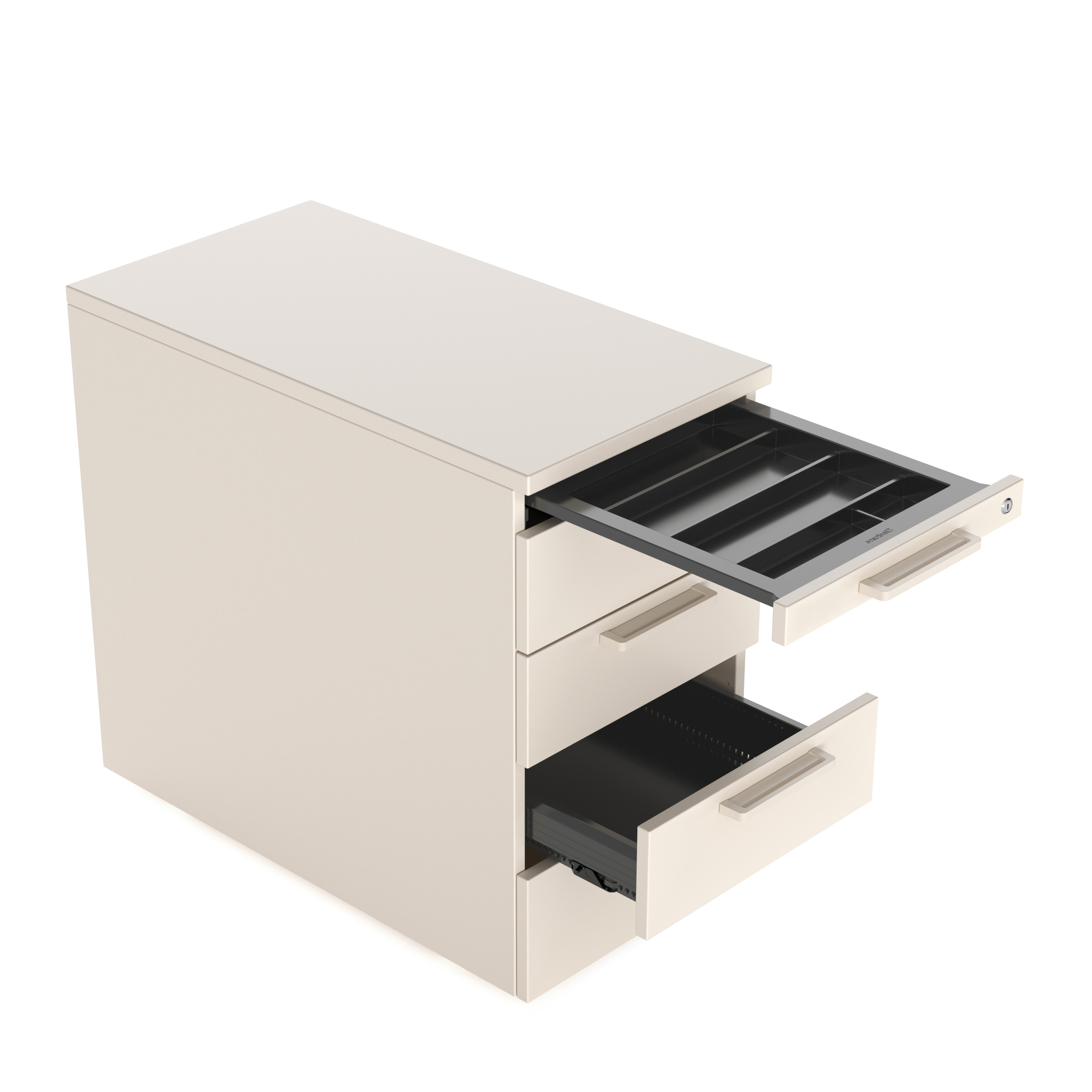 Caisson hauteur bureau mélaminé Possilio - 4 tiroirs plats