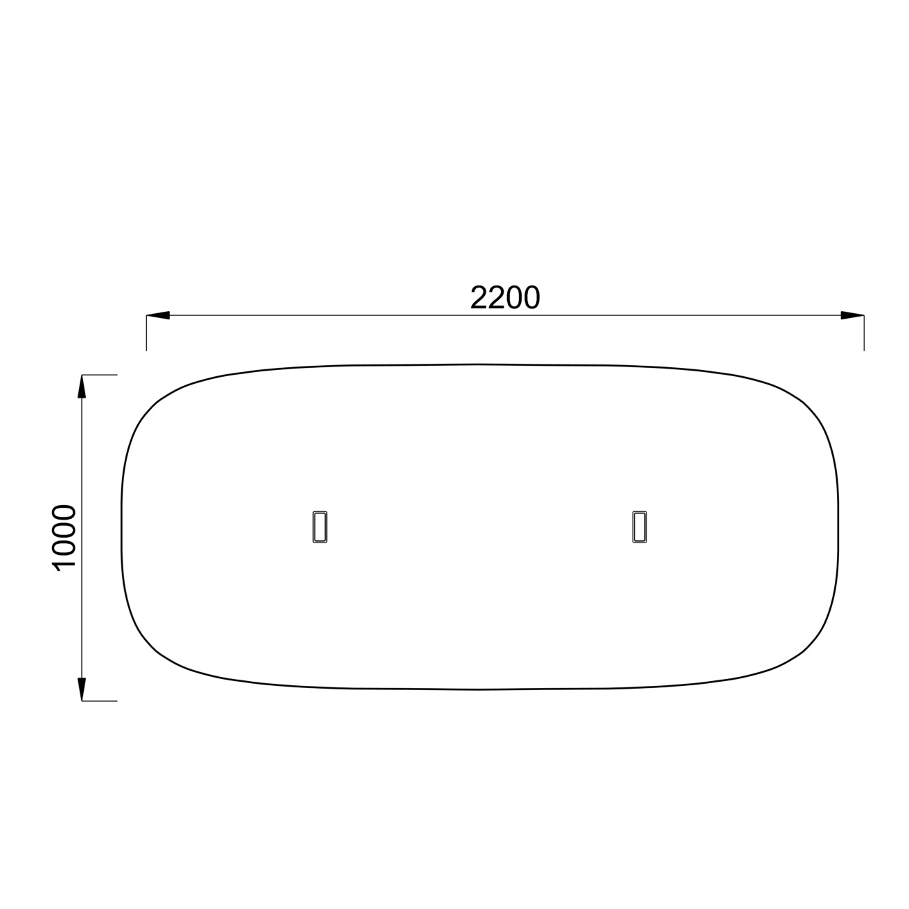 Table de réunion rectangulaire 6 places Possilio - pieds T - l. 220 x h. 65-125 x pr. 100 cm -