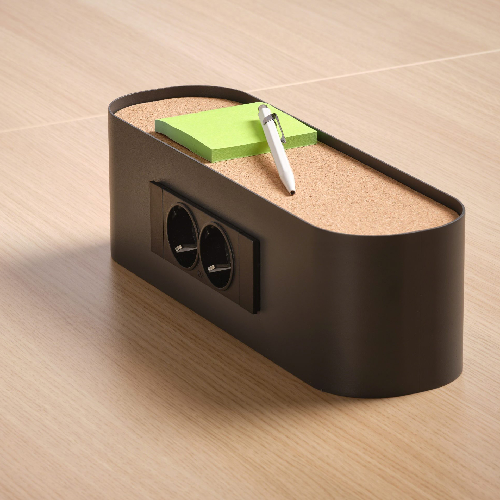 Table de réunion rectangulaire 6 places Possilio - pieds T - l. 200 x h. 65-125 x pr. 100 cm - réglage en