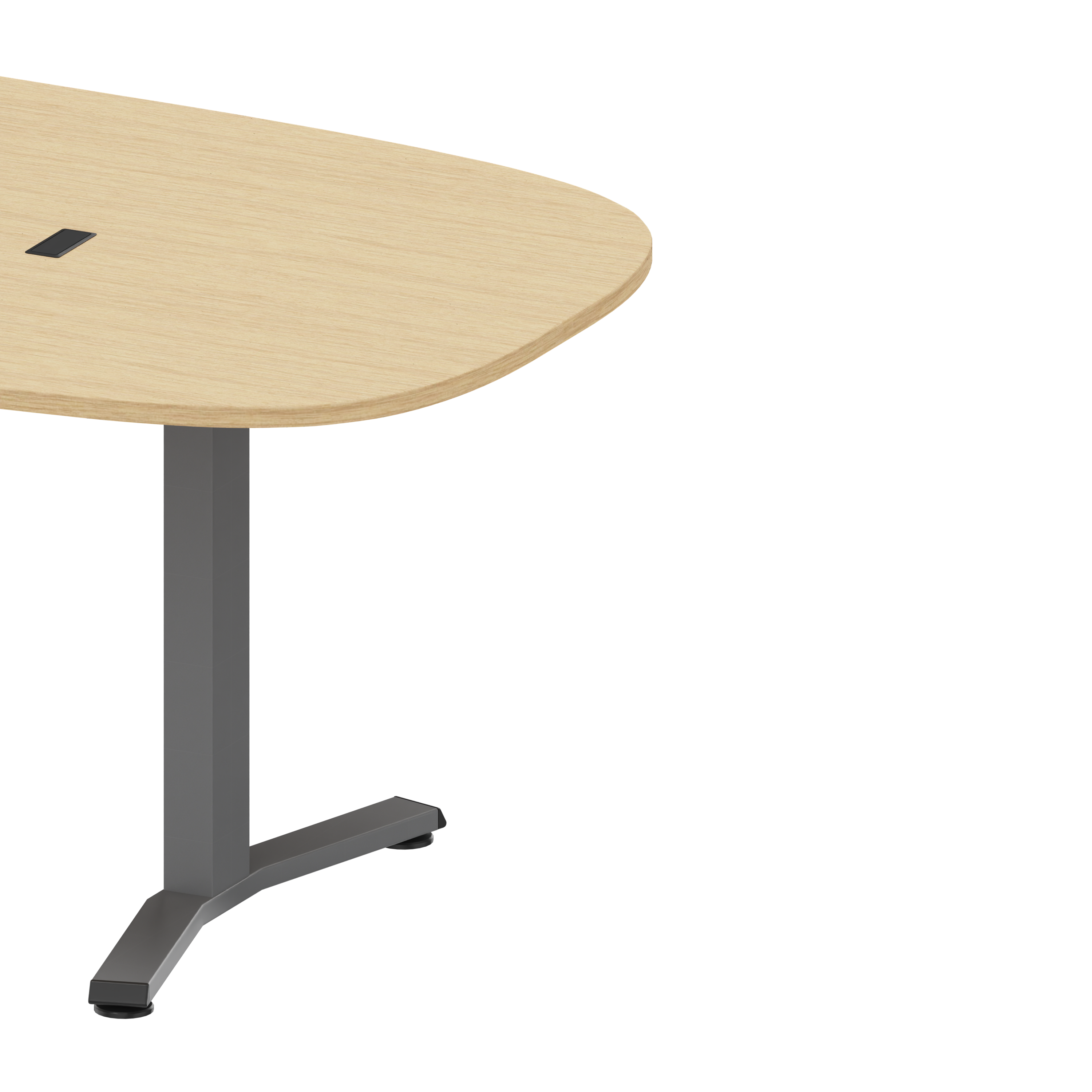 Table de réunion rectangulaire 6 places Possilio - pieds T - l. 200 x h. 65-125 x pr. 100 cm - réglage en