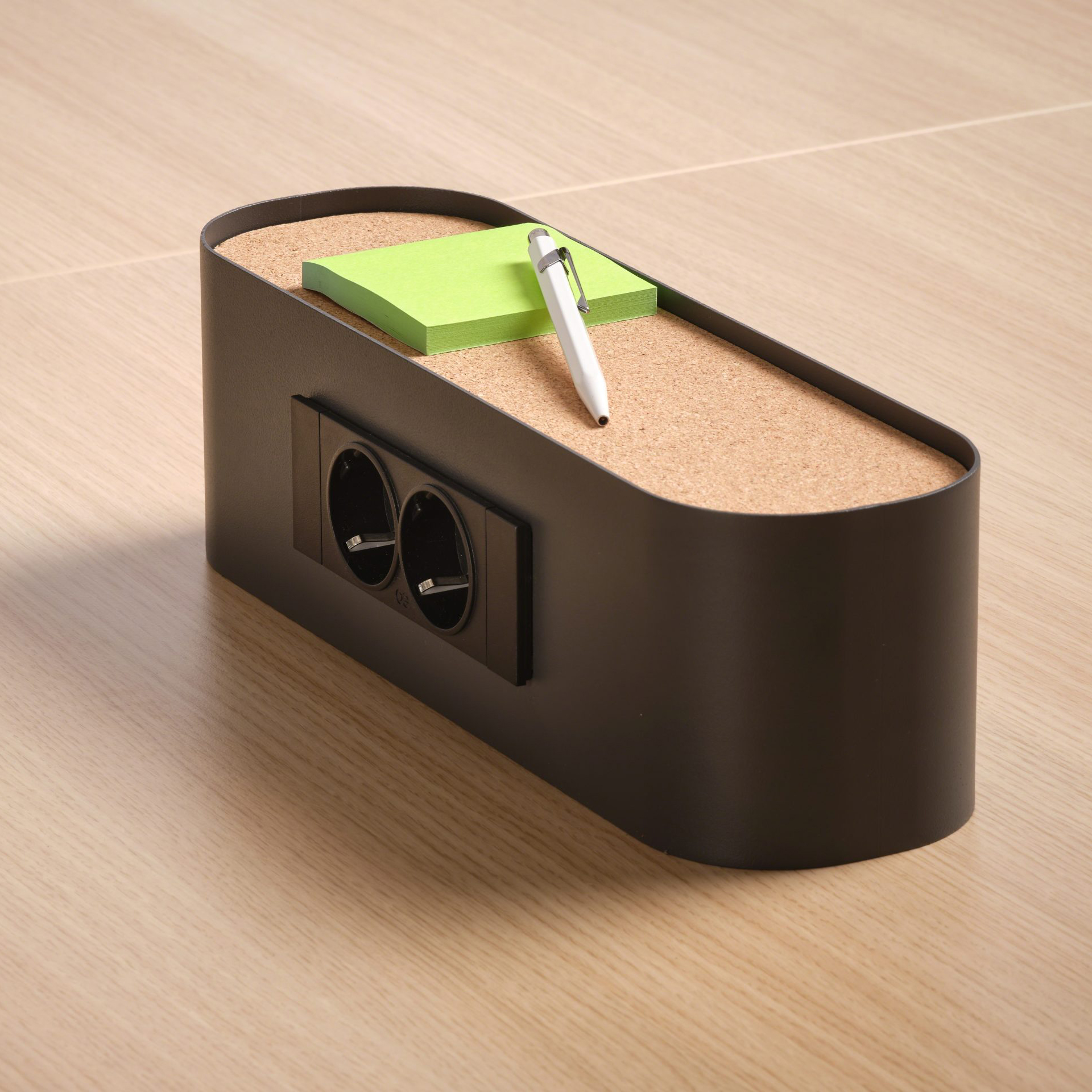 Table de réunion rectangulaire 6 places Possilio - pieds T - l. 220 x h. 65-125 x pr. 100 cm - réglage en