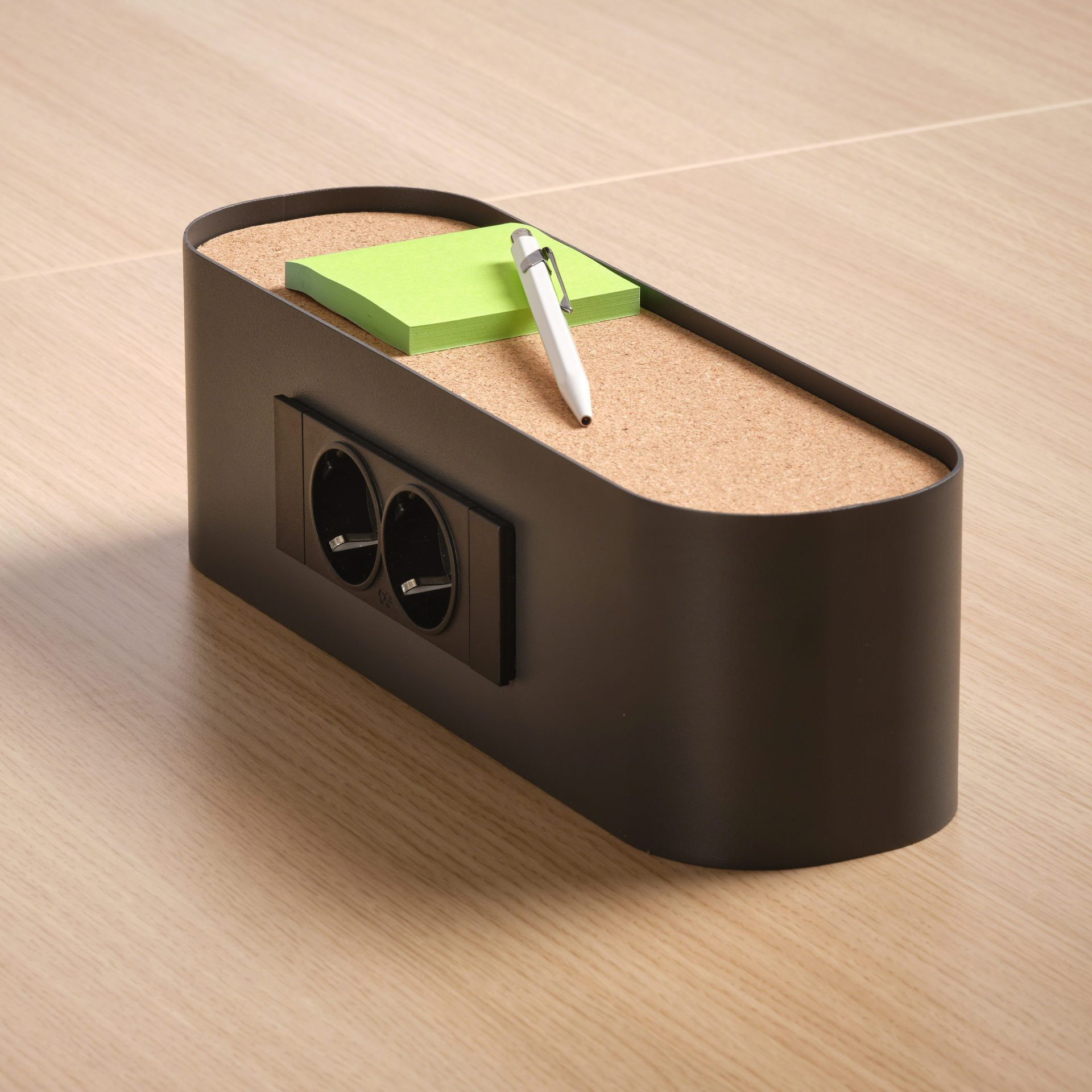 Table de réunion rectangulaire 6/8 places Possilio - pieds T l. 240 x h. 65-125 x pr. 100 cm - réglage en