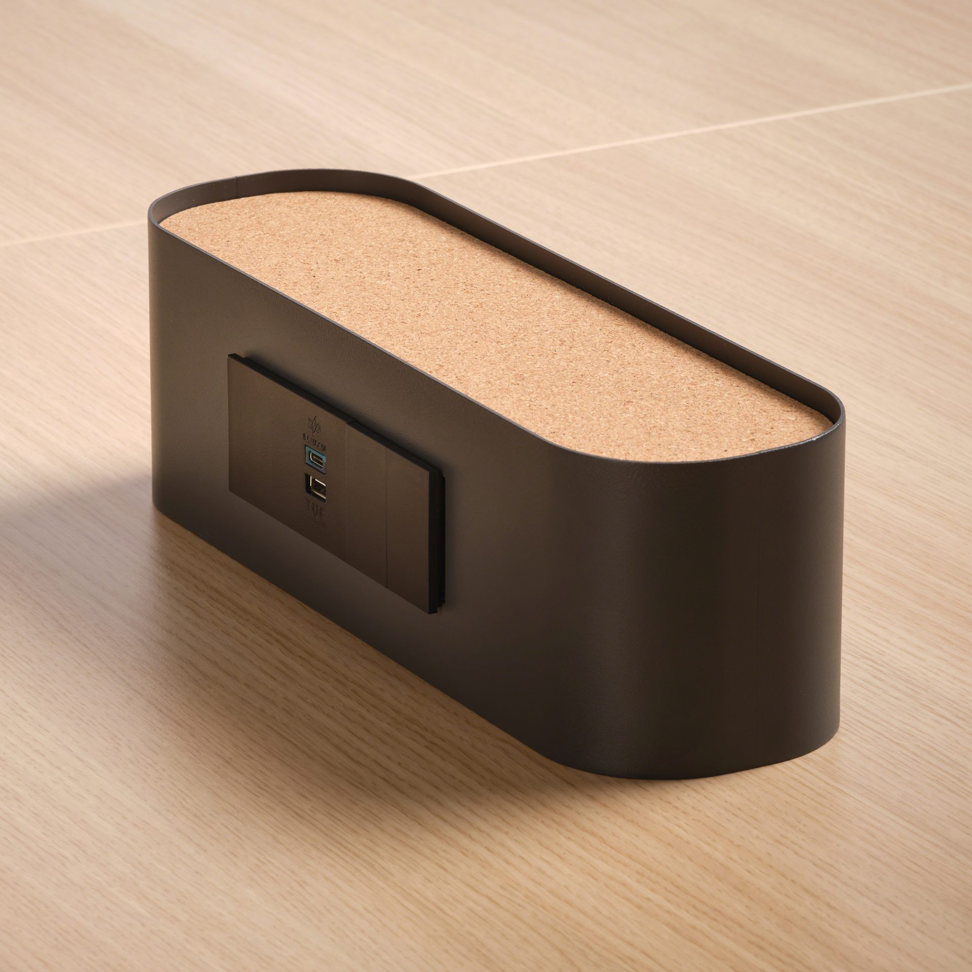 Table de réunion rectangulaire 6/8 places Possilio - pieds T l. 240 x h. 65-125 x pr. 100 cm - réglage en