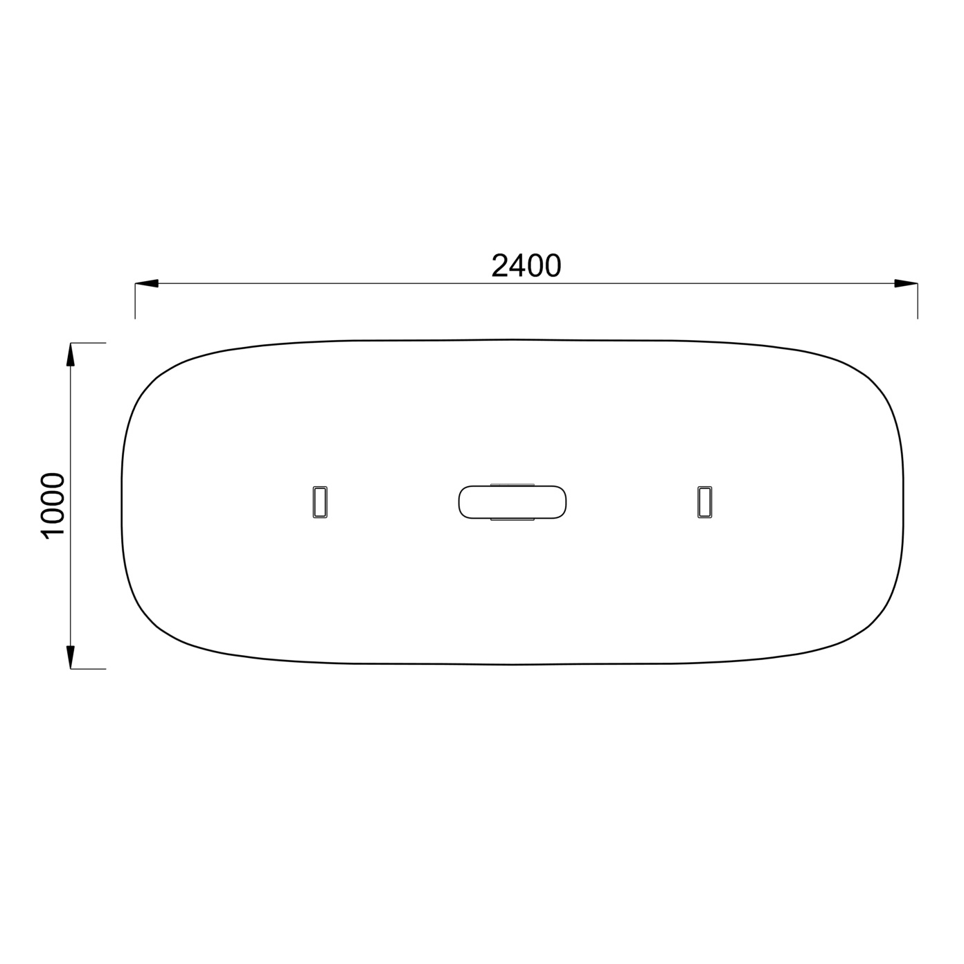 Table de réunion rectangulaire 6/8 places Possilio - pieds T l. 240 x h. 65-125 x pr. 100 cm - réglage en