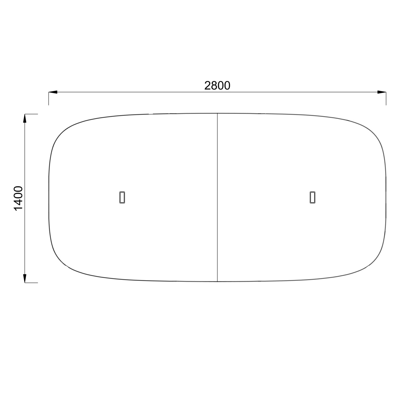 Table de réunion rectangulaire 8 places Possilio - 4 pieds - l. 280 x h. 65-125 x pr. 140 cm -