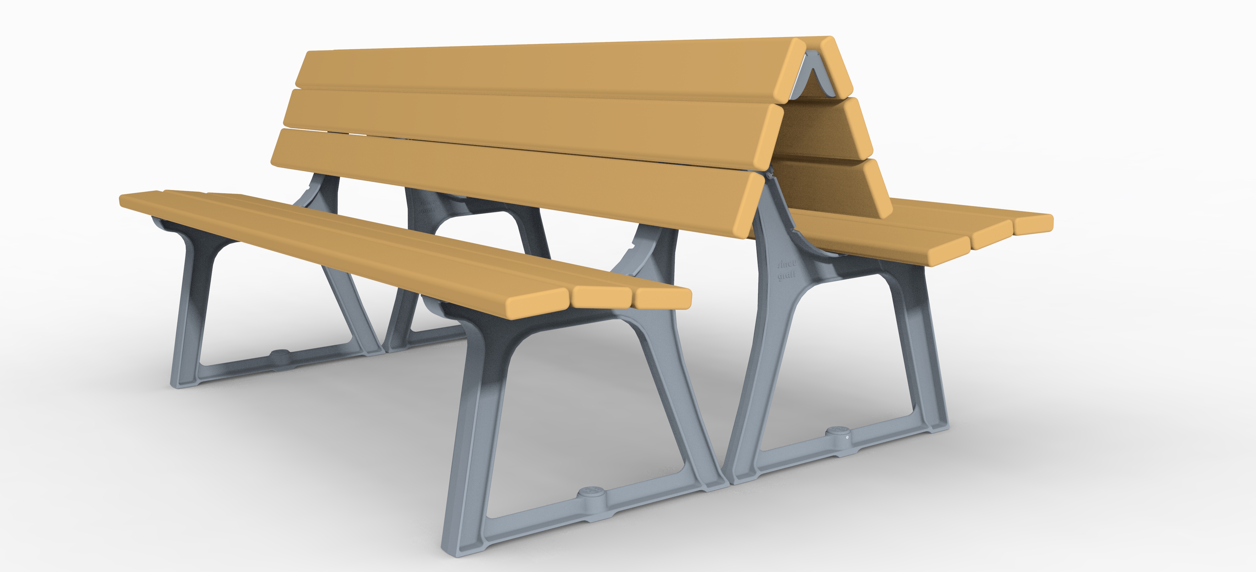 Assemblage banc dos à dos - acier livré non déchargé