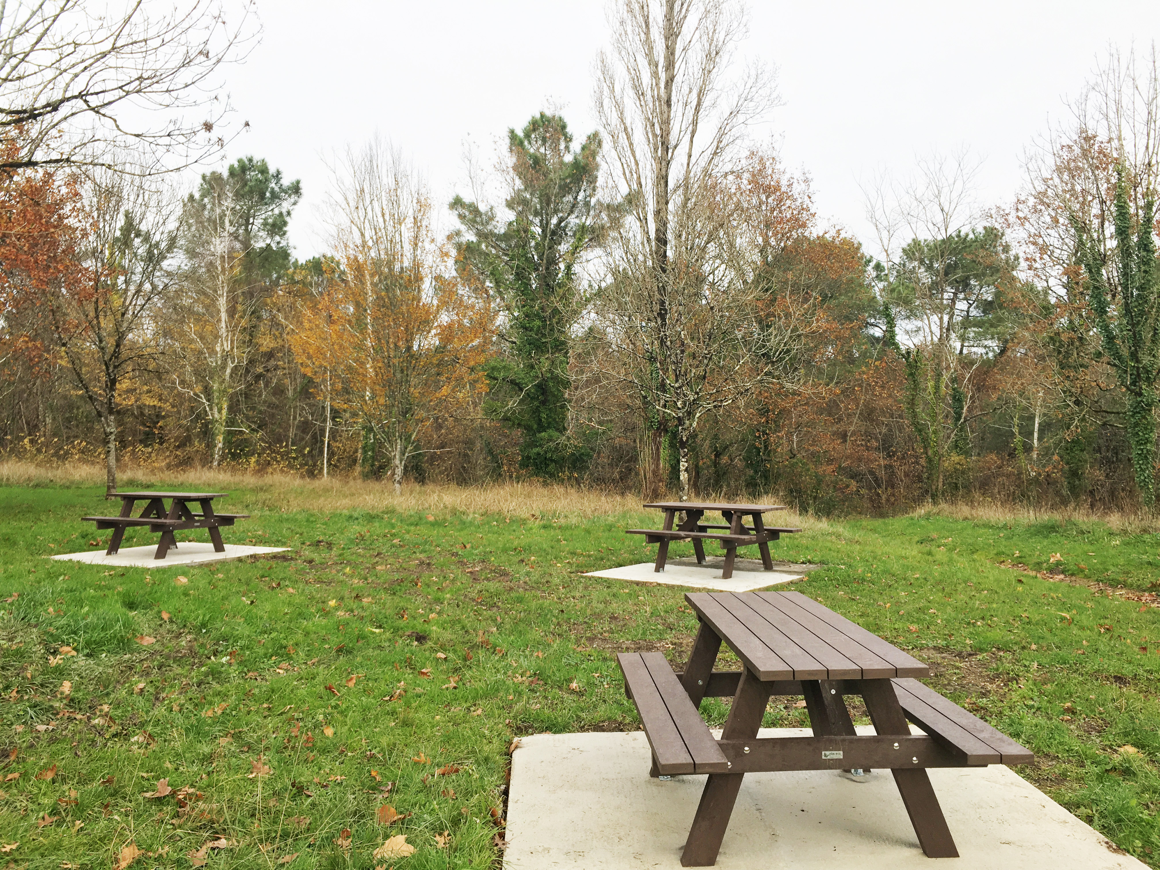 Table pique-nique avec banquettes solidaires Forestier - lattes plastique recyclé - l. 180 cm - coloris standard