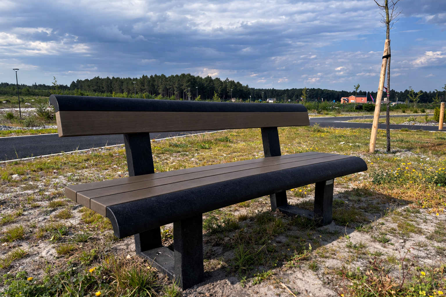 Banc Osakan - lattes plastique recyclé - l. 180 cm - coloris standard - livré non déchargé