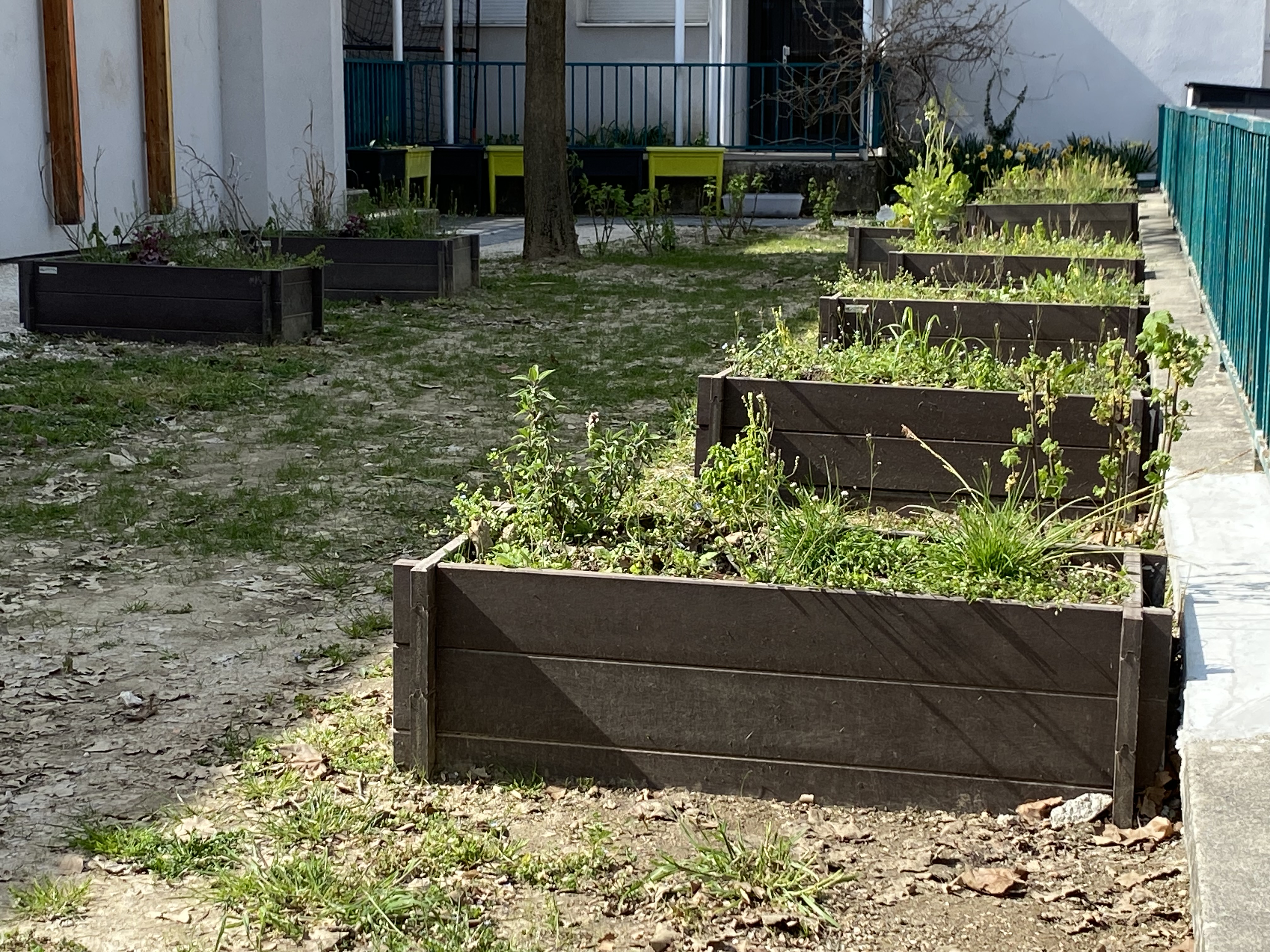 Jardinière rectangulaire Garden - h. 34,1 x l. 60 cm - sans fond - lattes plastique recyclé - livré non déchargé