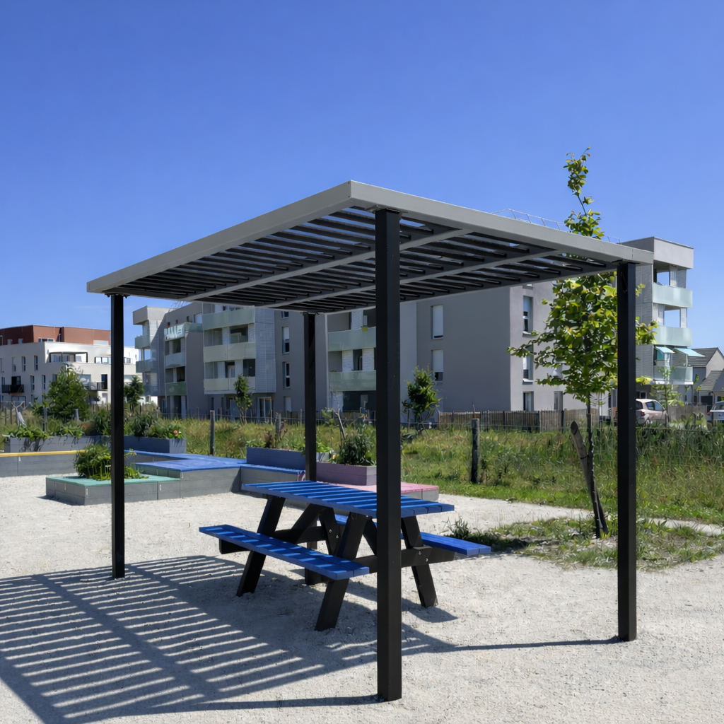 Ombrière - l. 480 x pr. 360 x h. 250 cm - plastique recyclé coloris standard - livré non déchargé