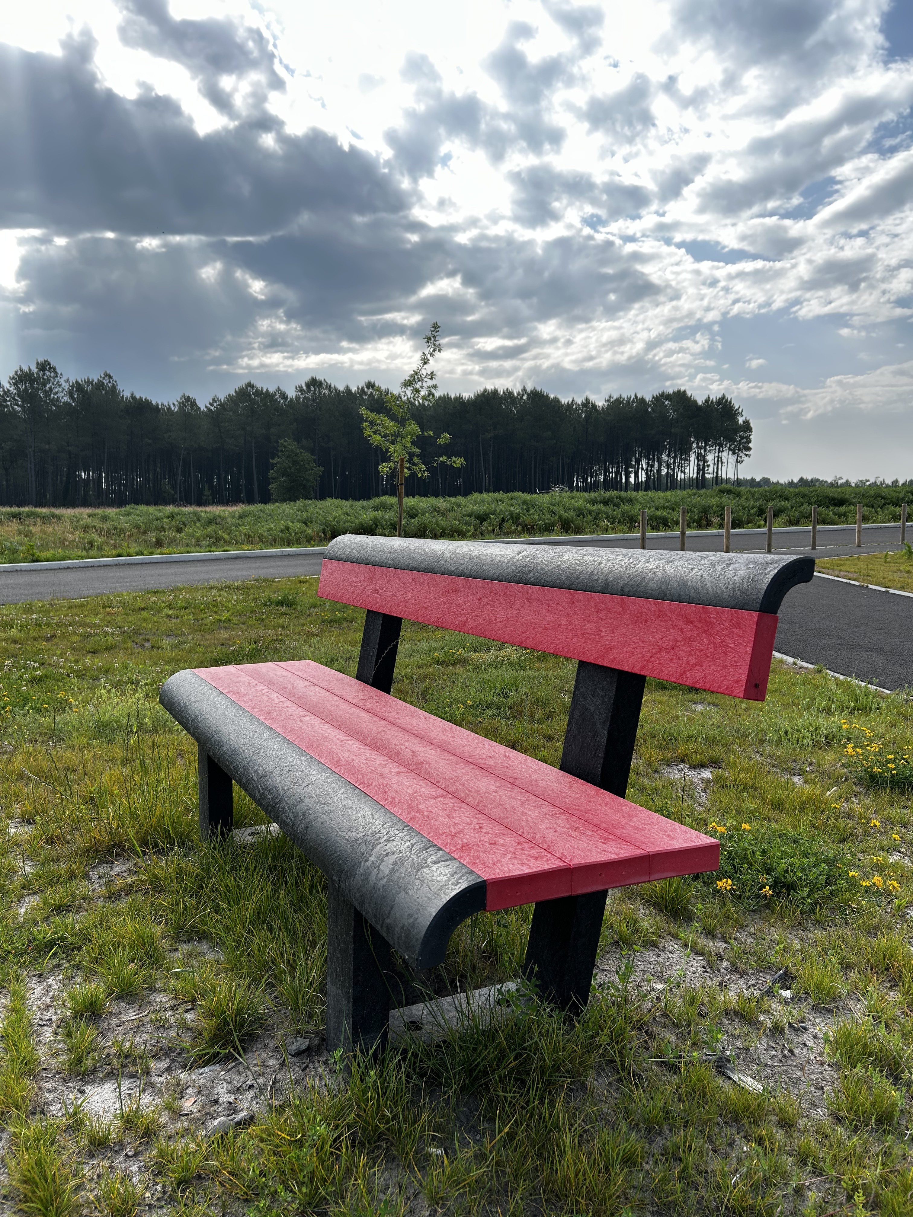 Banc Osakan - piètement noir - l. 180 cm - coloris pigmentek - livré non déchargé