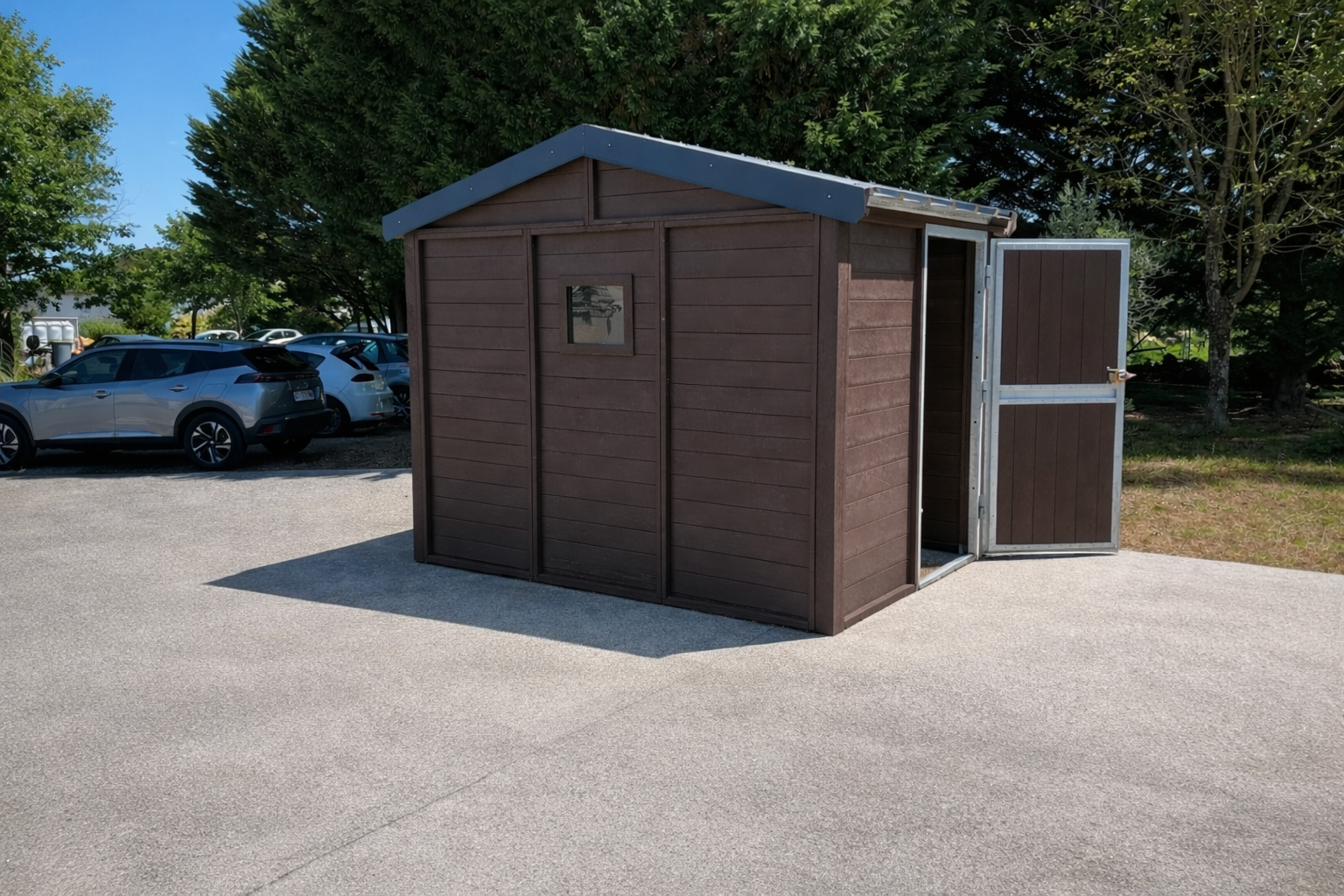 Abri de jardin - l. 3 x L. 3 m - porte simple - livré non déchargé