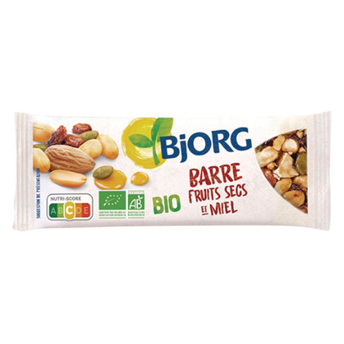 Barre de fruits secs et miel Bjorg - 25g - boîte de 30