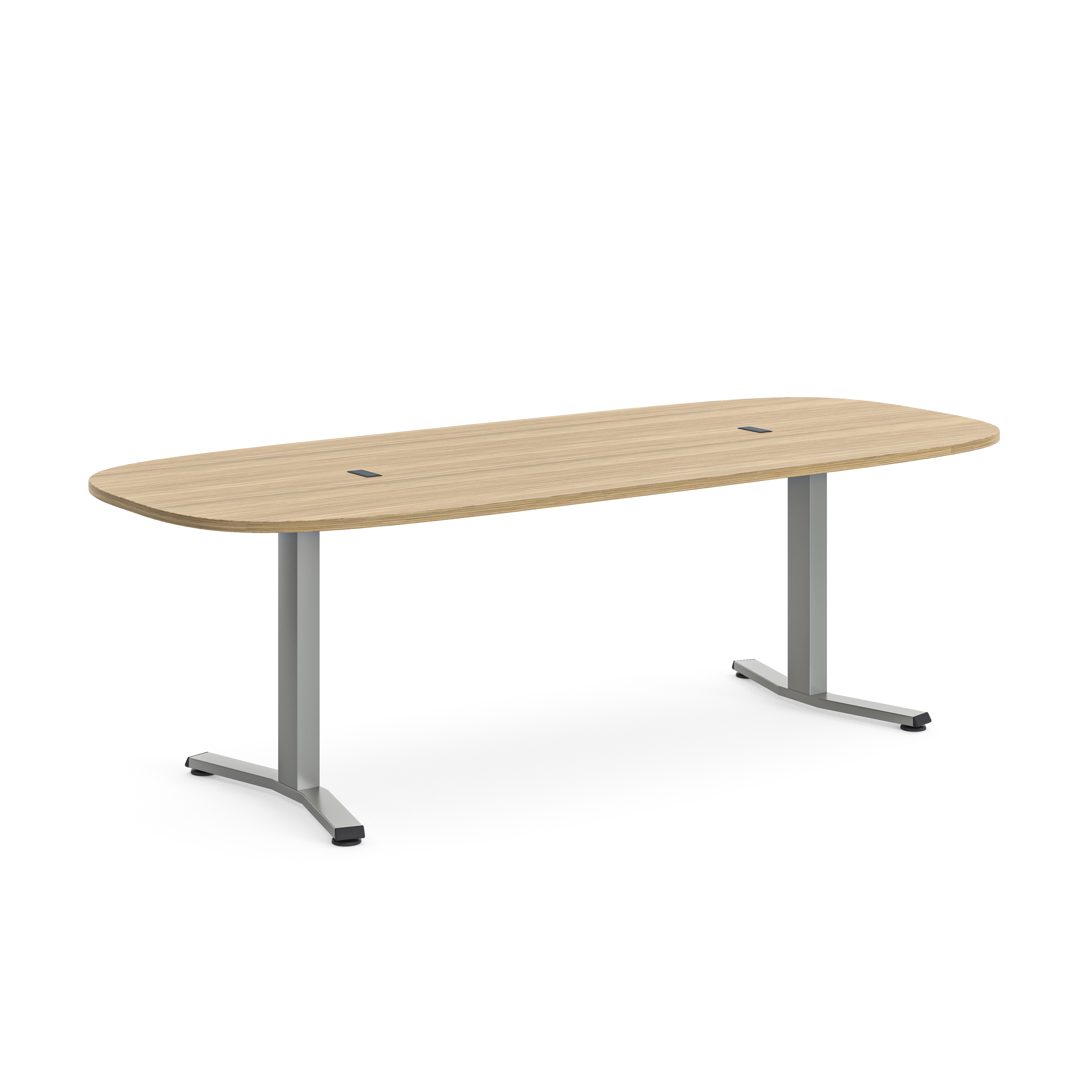 Table de réunion rectangulaire 6/8 places Possilio - pieds T - l. 240 x h. 65-125 x pr. 100 cm -