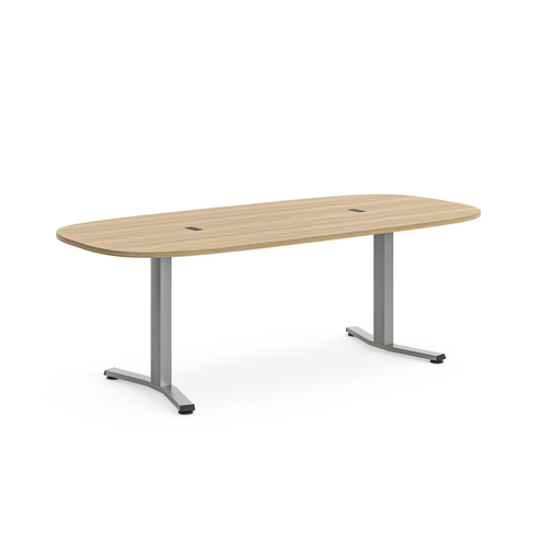 Table de réunion rectangulaire 6 places Possilio - pieds T - l. 220 x h. 65-125 x pr. 100 cm -